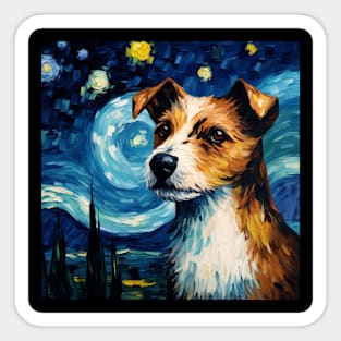 Jack Russell terrier painted in Vincent Van Gogh style Sticker